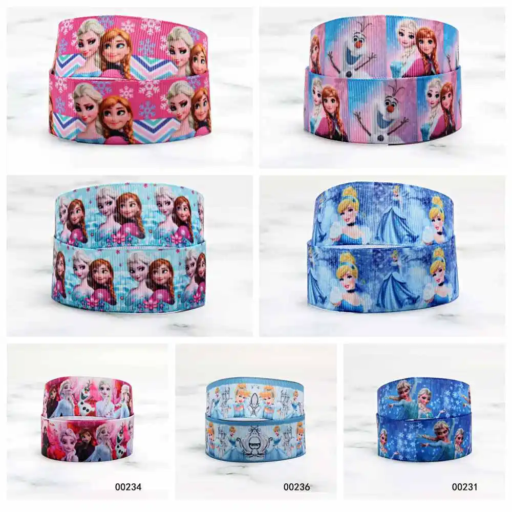 Disney Frozen Ribbon Grosgrain  Printed Cinderella Princess for DIY 25MM 10yards Bows Craft Supplies Decoration