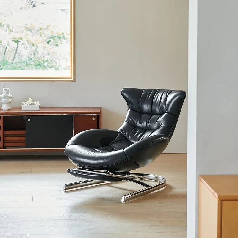 Leather living room single sofa chair balcony modern simple recliner European style happy rocking chair