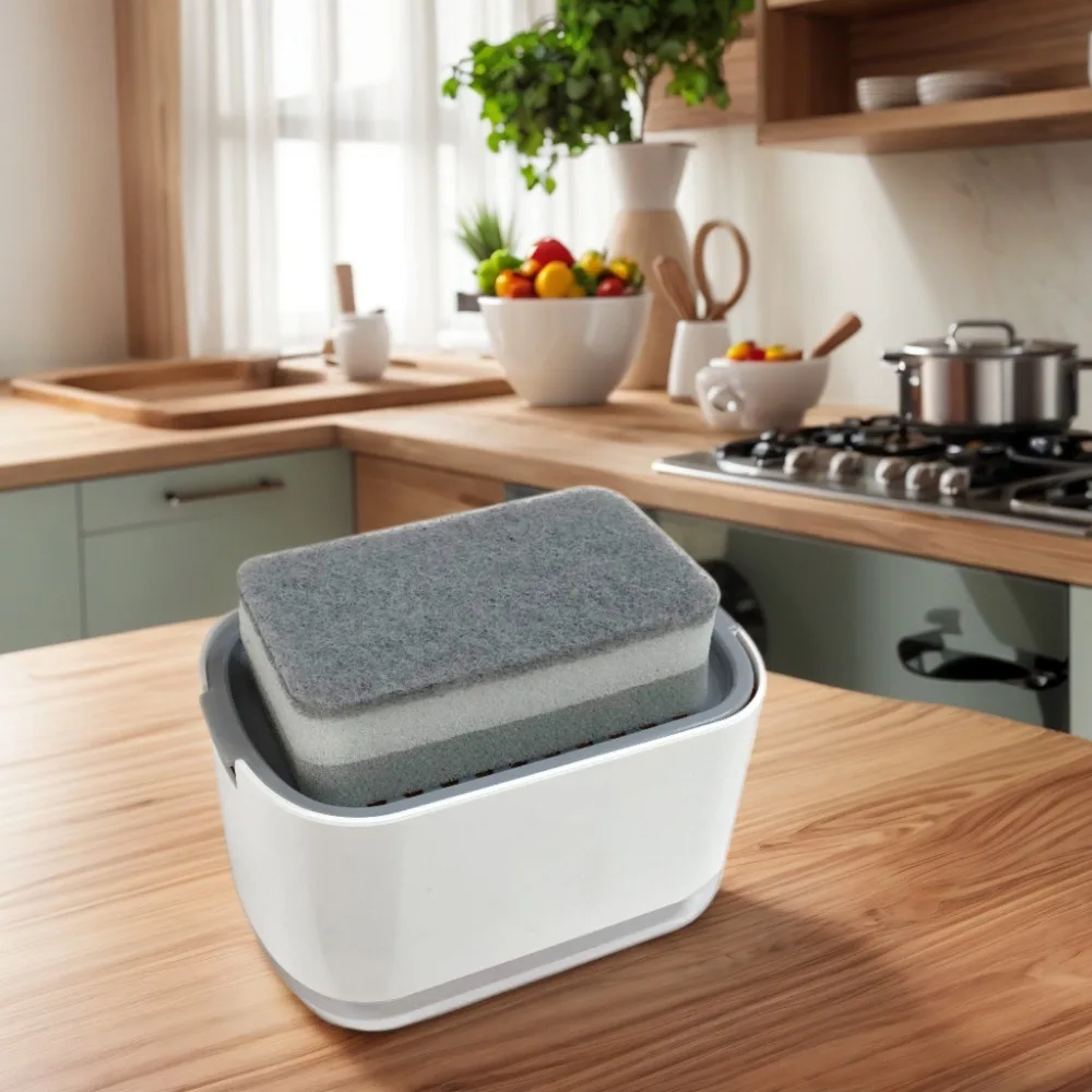 Manually Press The Soap Dispenser Box Kitchen Desktop Stainless Steel Cloth Rack Soap Box for Detergent Dispenser Storage Rack