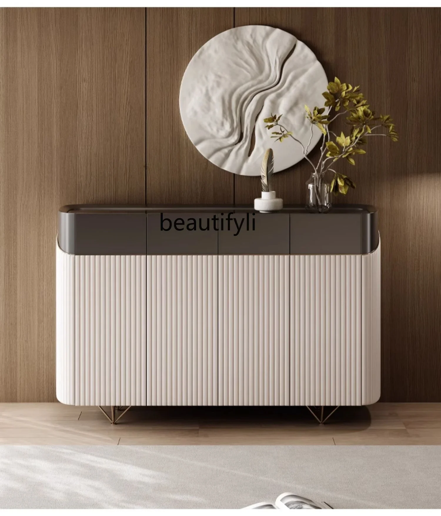 

Italian solid wood shoe cabinet home door modern simple home double door locker