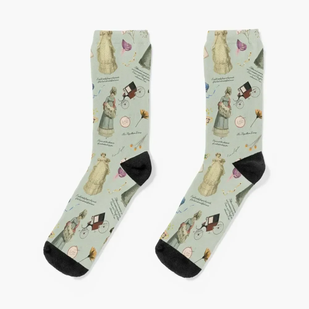 Pride and Prejudice Quotes|Miss Bennet | Jane Austen Green Socks with print bright garter gym Men Socks Luxury Brand Women's