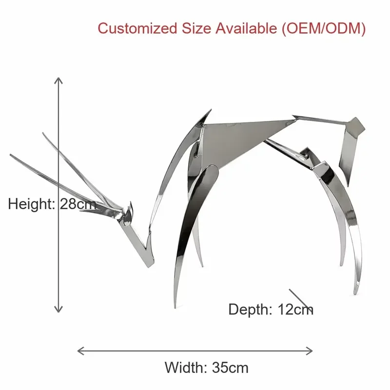 Abstract Geometric Stainless Steel Deer Sculpture Modern Metal Animal Statue for Home Hotel Tabletop Decor Custom Size