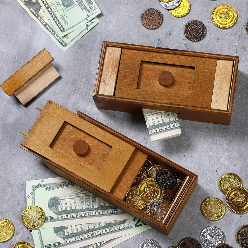 

2PCS Money Jewelry Secret Puzzle Boxes With Hidden Compartments Creative Cash Christmas Gift Ideas Brain Teasers Toys Kids Adult