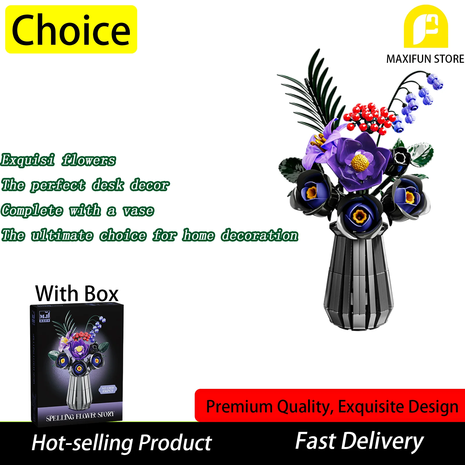 

836PCS Flower Building Blocks Set Eternal Roses Romantic DIY Gift for Women Home Decor Girlfriend Birthday Gift