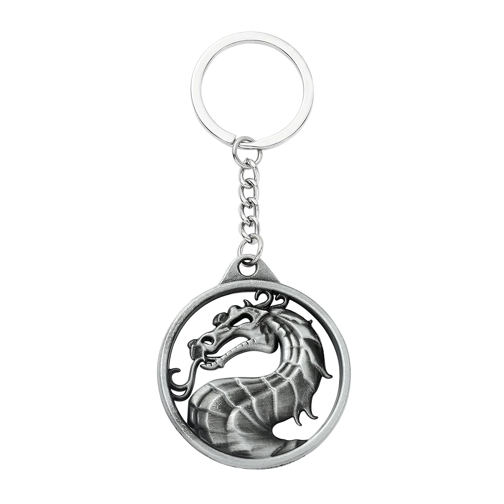 Porte-clés vintage Mortal Kombat en alliage métallique, motif animal Dragon Totem, pour hommes, accessoires pour clés de voiture