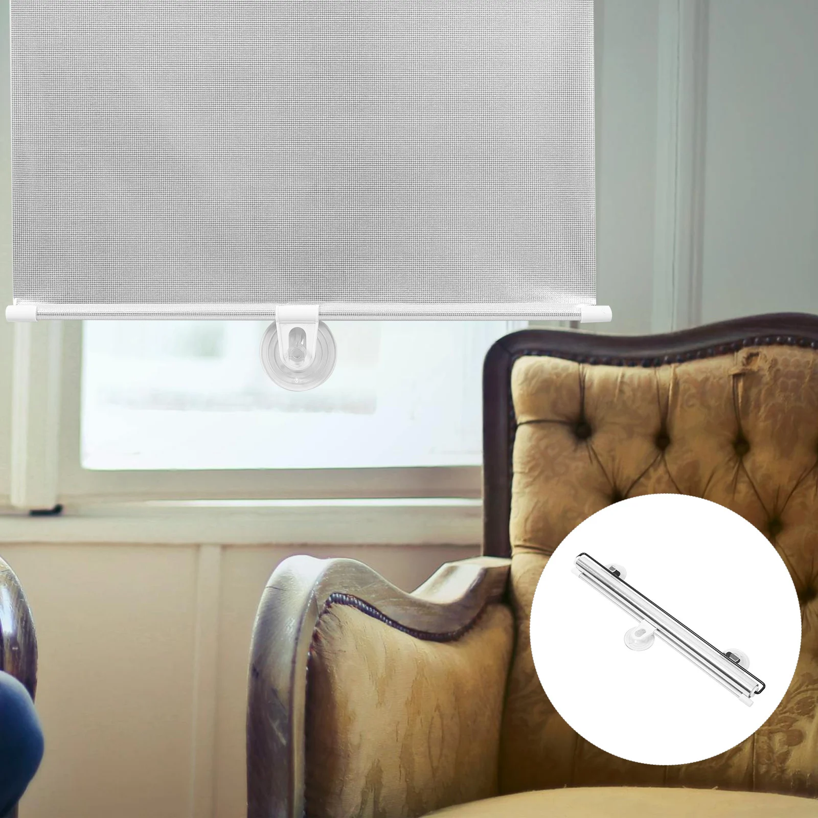 ม่านบังแดดแบบม้วนติดกระจกแบบสุญญากาศ สำหรับห้องนอน ห้องครัว ระเบียง สำนักงาน ห้องภายในอาคาร