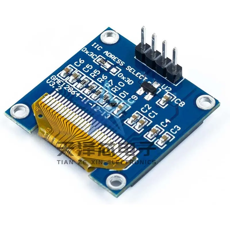 Модуль ЖК-экрана Oled I2C Iic для связи, синий/желтый/синий, 0,96 дюйма, два цвета, белый