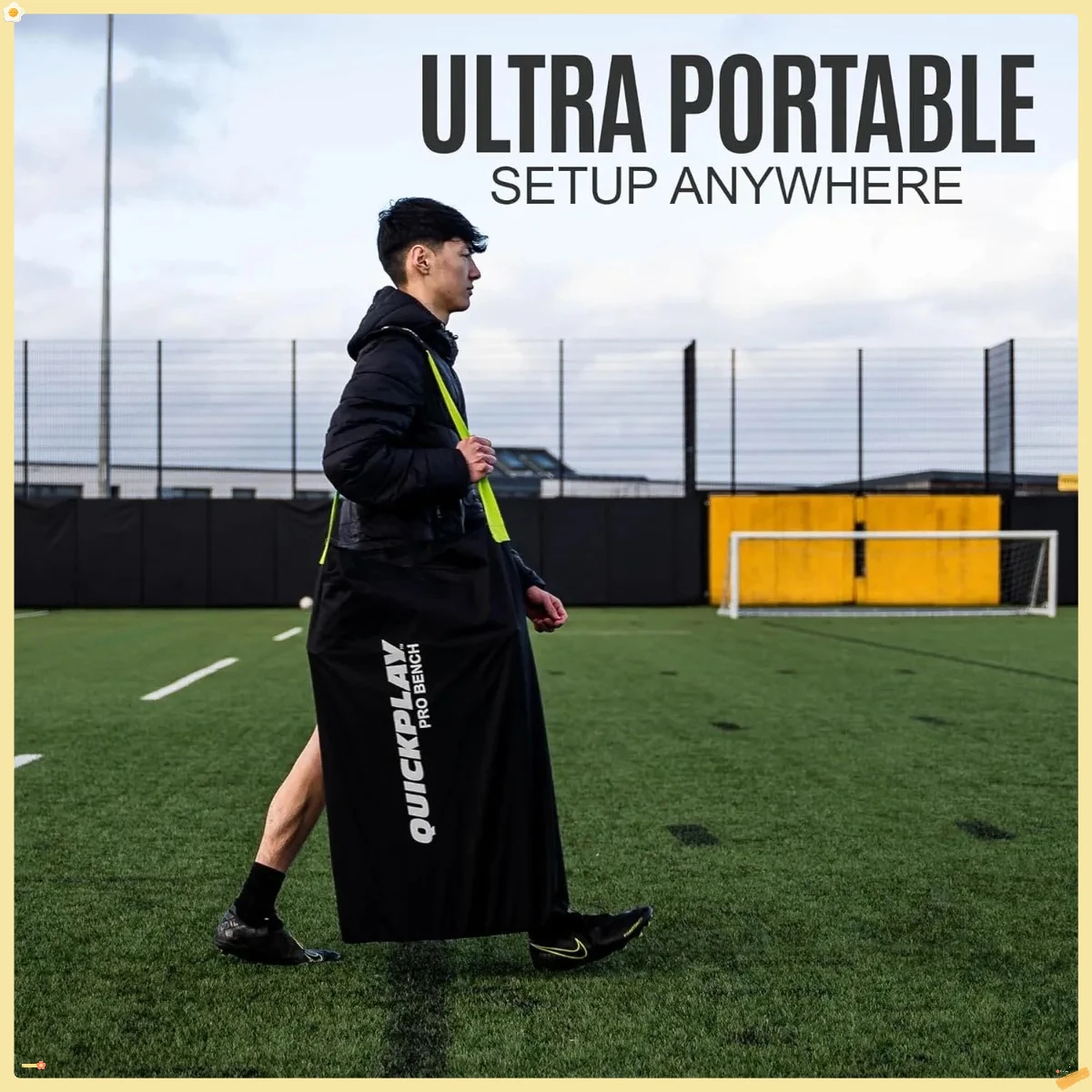 Banco dobrável portátil para time de futebol com abrigo de dossel |   Assentos laterais resistentes às intempéries e de configuração rápida