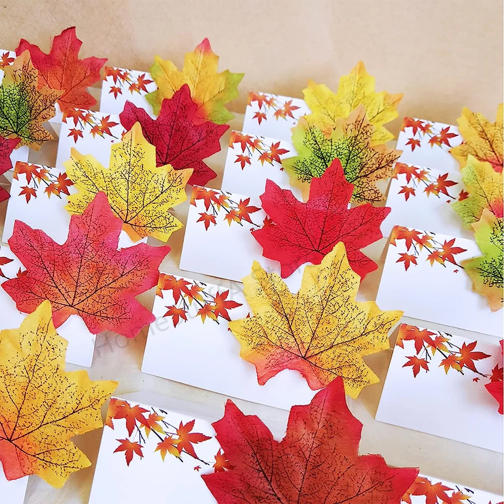 200x Artistic Silk Maple Leaves Mixed Fall Vivid Fake Flower Leaf for Wedding Party Scrapbooking Craft Decoration Shooting Props