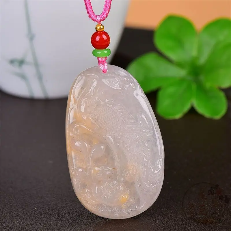 Natural Boutique Gold Silk Jade Happy Eyebrows Auspicious Ruyi Men's and Women's Fashion Pendant Necklaces