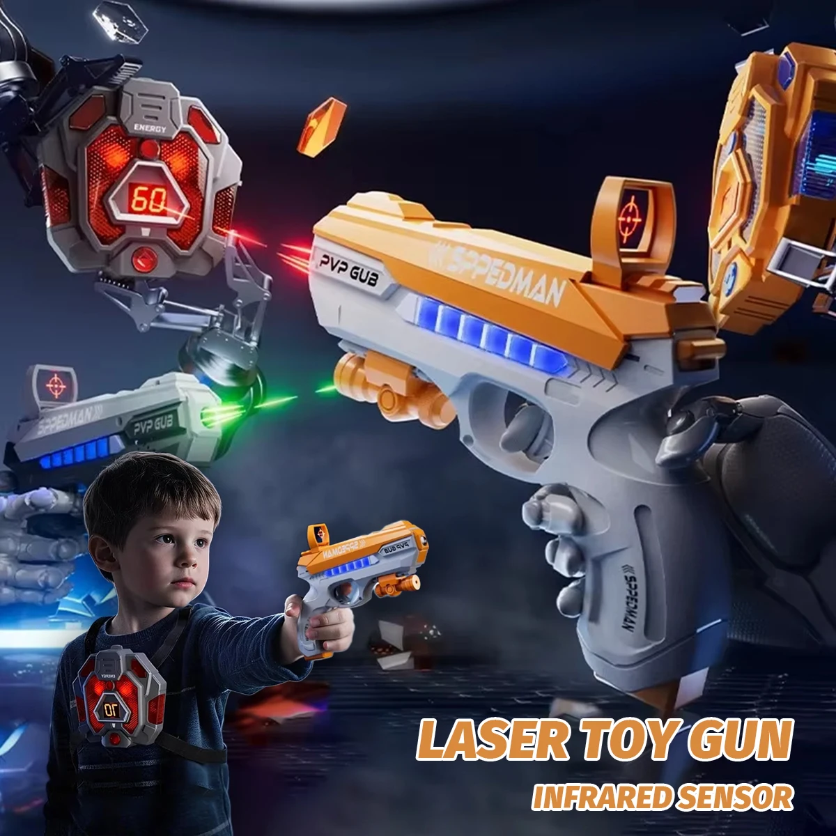 

2PCS Infrared Laser Toy Gun Versus Gunshot Realistic Sound Light Electric Indoor Outdoor Game Gift Set Children Kids Multiplayer