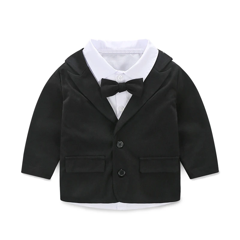 3Piece Sets Spring Baby Boy Clothes Fashion Black Gentleman Suit Coat+Shirt+Pants+Tie Newborn Photography Kids Clothing BC056