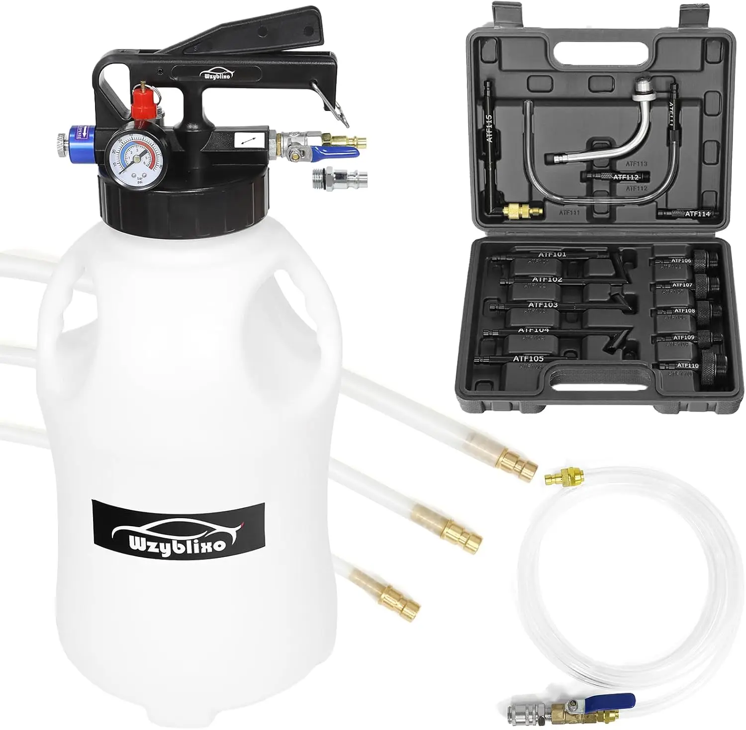 

Насос-экстрактор для автоматической трансмиссионной жидкости 10 л с 15 адаптерами и 4 шлангами для систем ATF