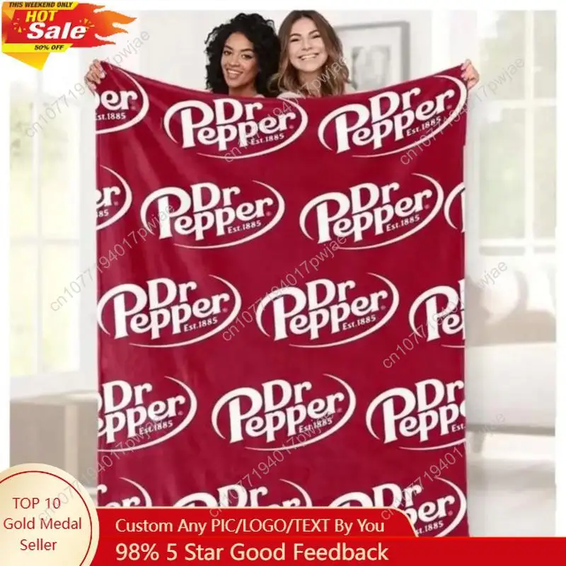 

Dr. Pepper Soft Funny Throw Blanket Flannel Versatile For Sofa Bed Office Camping Cozy Nap Blanket With Custom Blankets