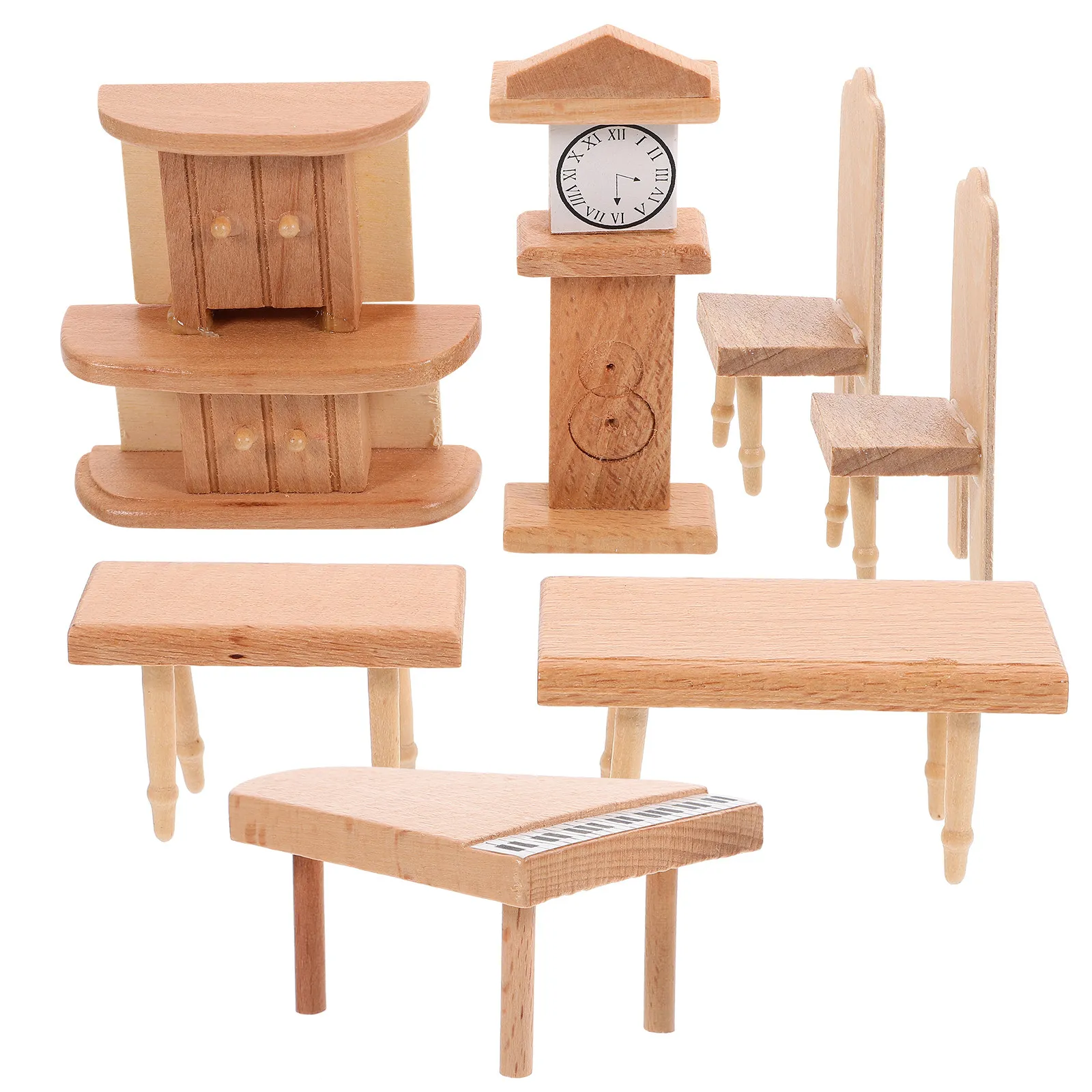 

1Set Realistic Miniature Wooden Furniture Set for Dollhouse Layout Tiny House Decor DIY Room Scene Building Fine Craftsmanship