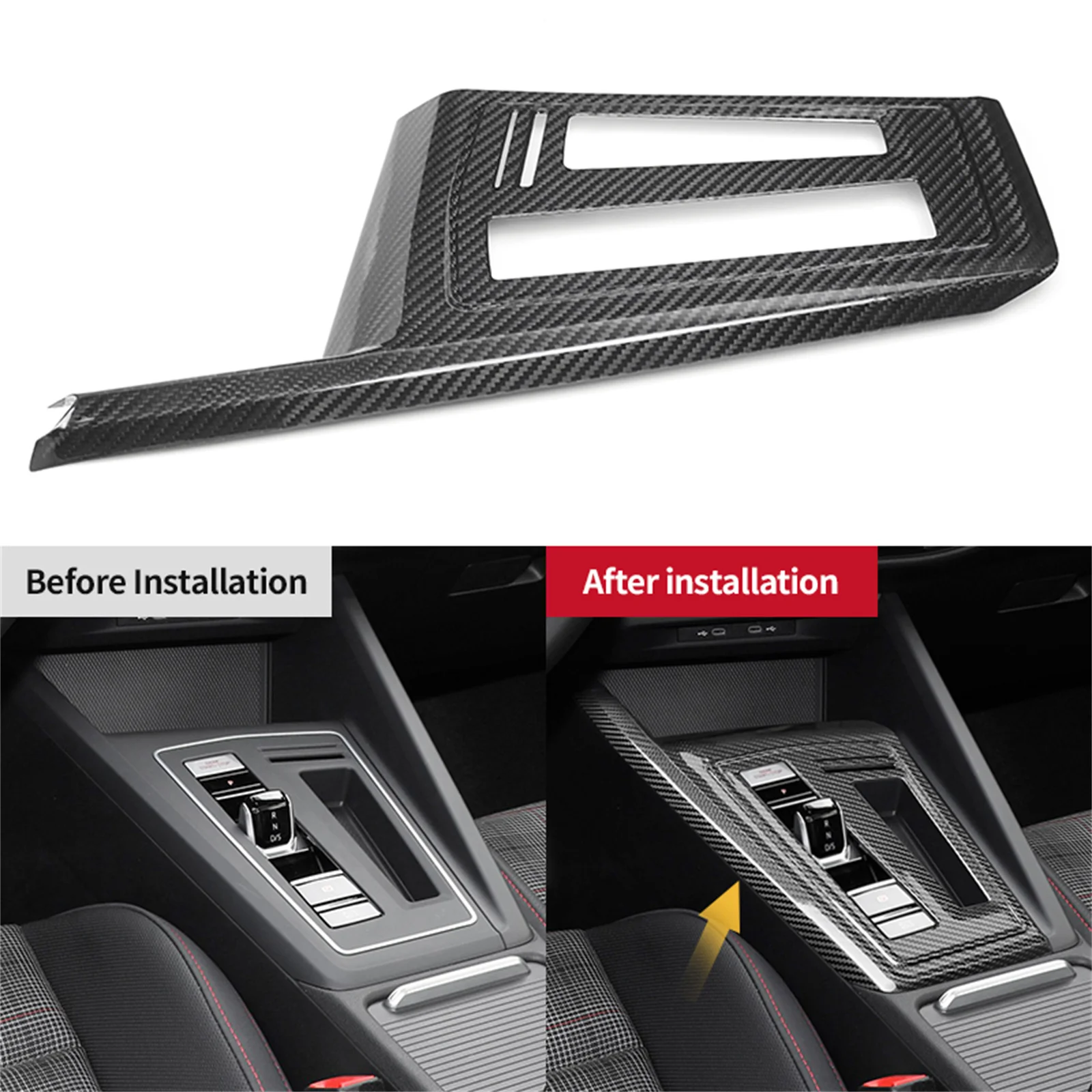 

For Volkswagen VW Golf 8 MK8 2020-2024 Real Carbon Fiber Center Console Gear Shift Panel Trim Shifter Frame Sticker Decorative