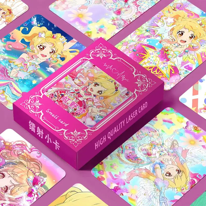 Aikatsu Stars Yume Laser Card Kawaii Girl Desktop Collect Anime Decor 3 Inches Photo Cartoon Lamination Hd Boxed Birthday Gift