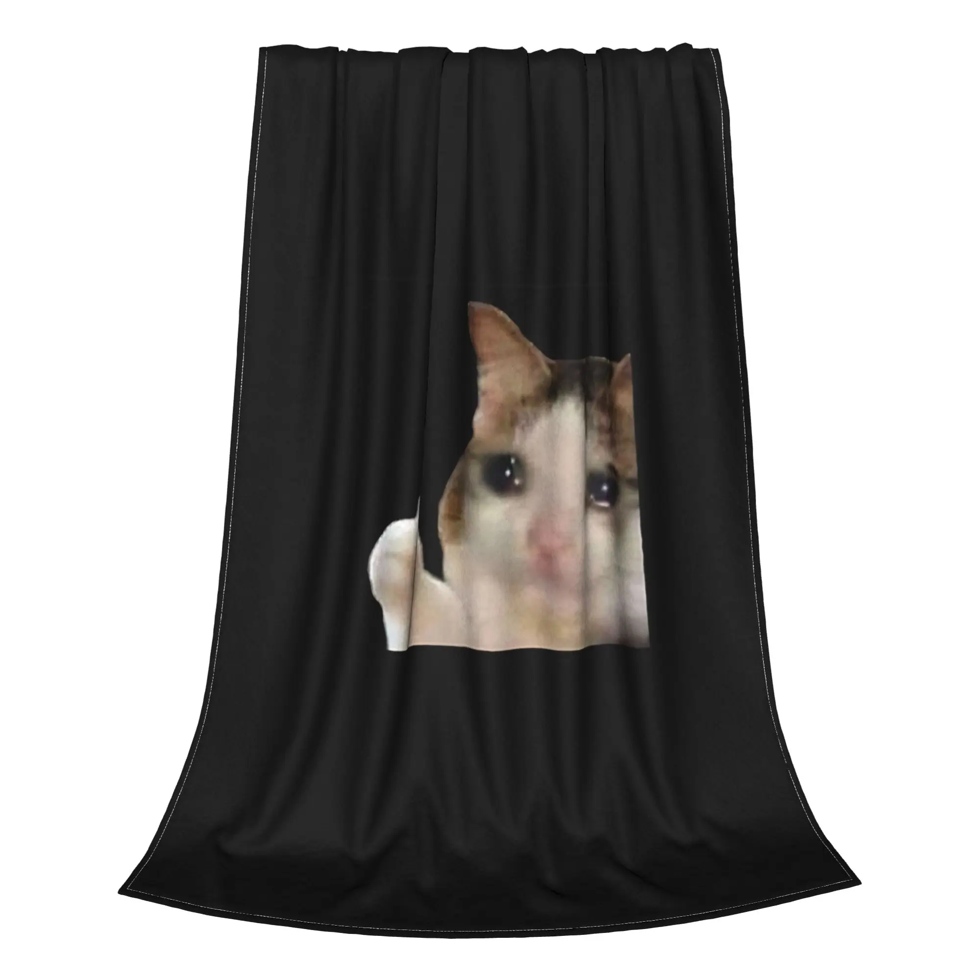 1PC Home Cutecore Crying Cat Thumbs Up Cat meme Blanket Super Cosy Plush Home Living Room Sofa Halloween