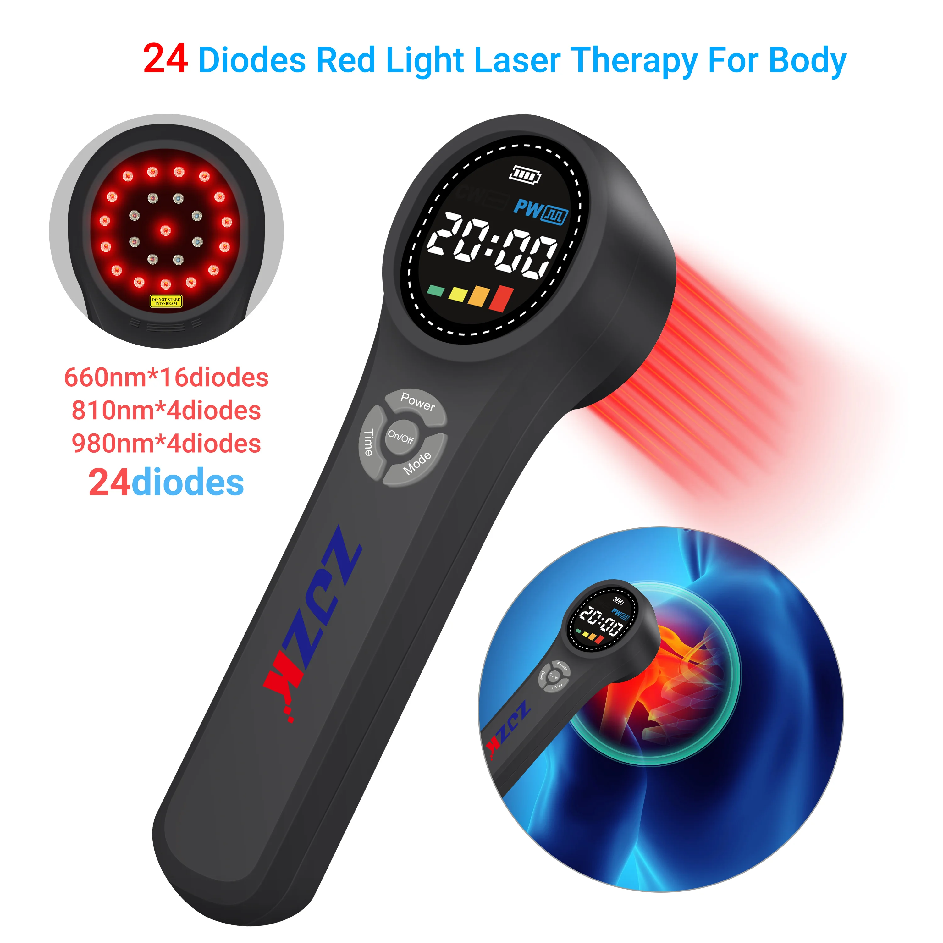 ZJZK Class iv Therapeutic Laser Deep Tissue Laser Therapy Machine Rechargeable MLS Laser Therapy For Foot Pain ligament strain