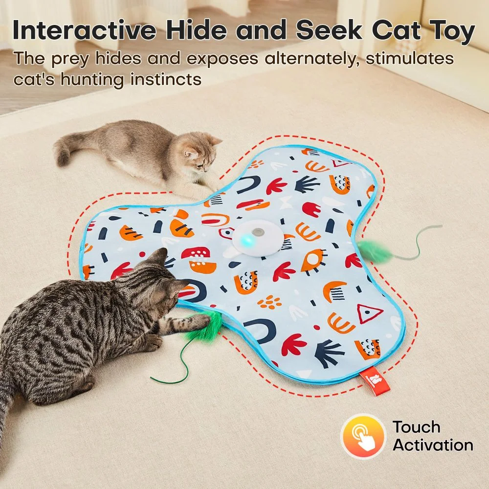 Smart Hide and Seek Cat Toy Motion Activated Thermal Sensing Interactive Cat Toys Electric Touch Activated Feather Teaser Wand