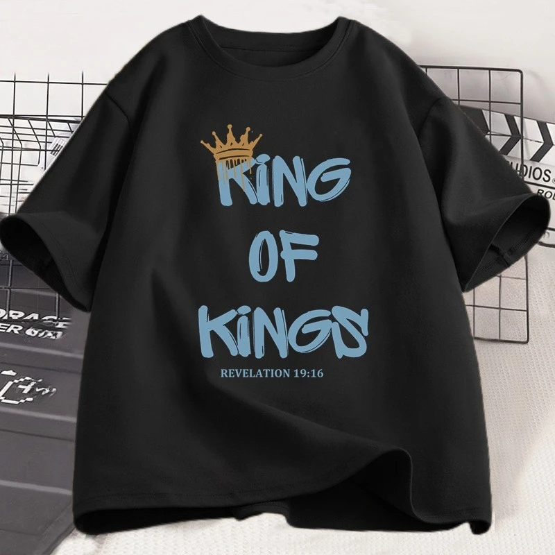 Camiseta King of Kings, ropa cristiana, regalo religioso para mujeres, ropa de calle de Jesucristo, camisetas de manga corta de fe