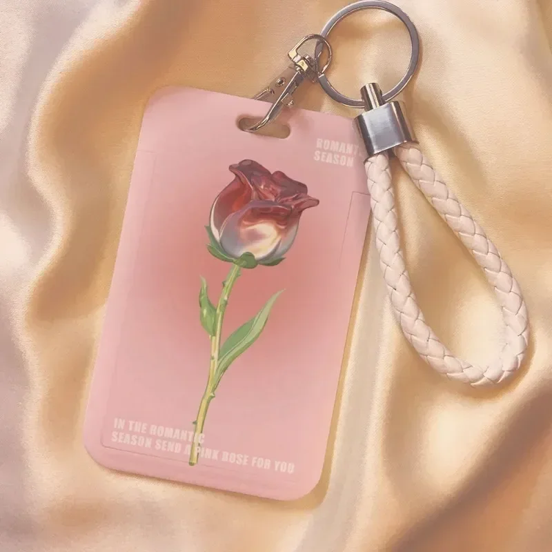 1 Stück Karten halter Rose Tulpe Blumen Kpop Idol Foto karten halter rosa grün Farbe Serie Student U-Bahn Karten halter Student