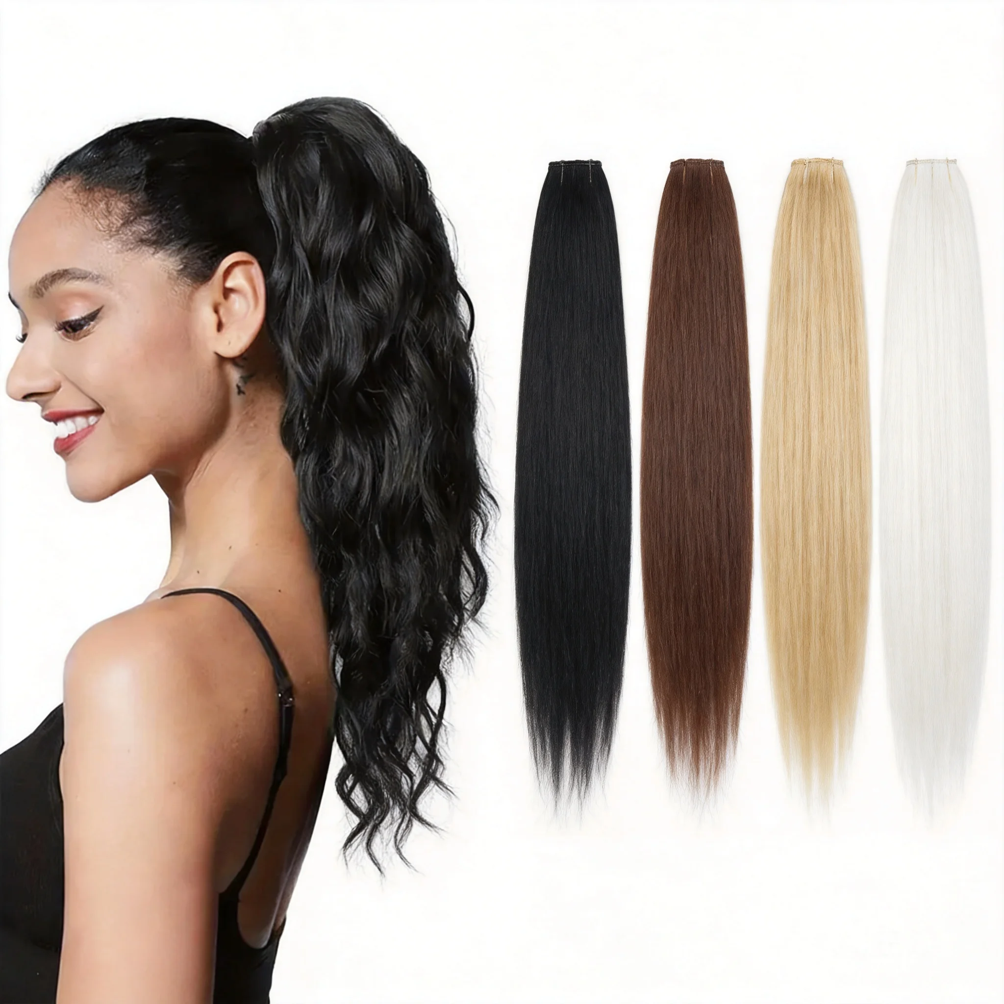 22 Inch Fluffy Corn Wave Synthetic Claw Clip Ponytail Hair Extension Long Curly Wavy Hairpiece For Women Daily Party Travel Wear