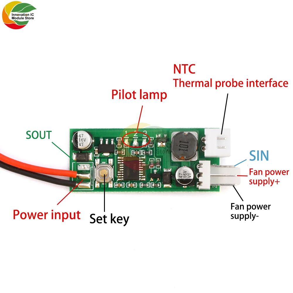 Single Circuit Dc12V 0.8A Pwm 2-3 Wire Fan Temperature Control Governor Chassis Computer Noise Reduction Module