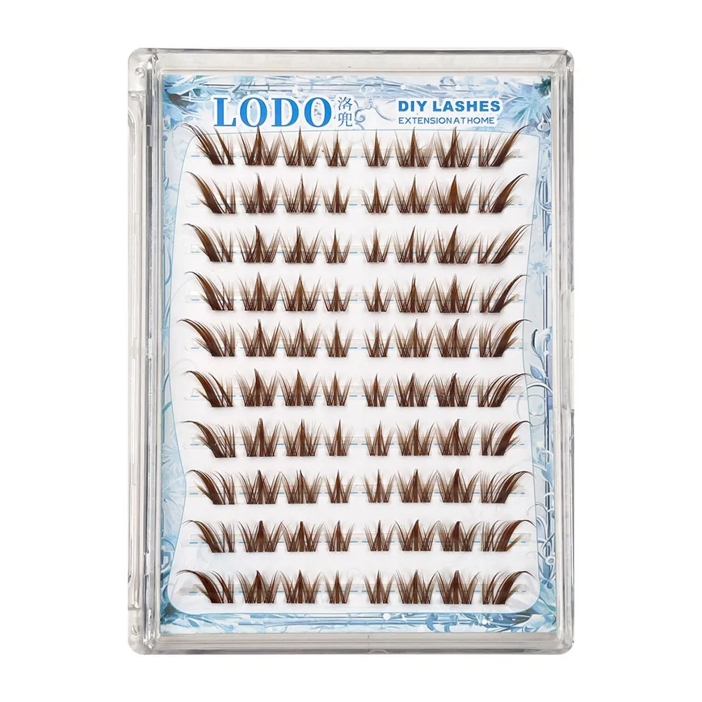 80 pçs natural sem cola cílios postiços caramelo marrom raposa & estilo cão cílios individuais auto-adesivos mangá cílios para mulher