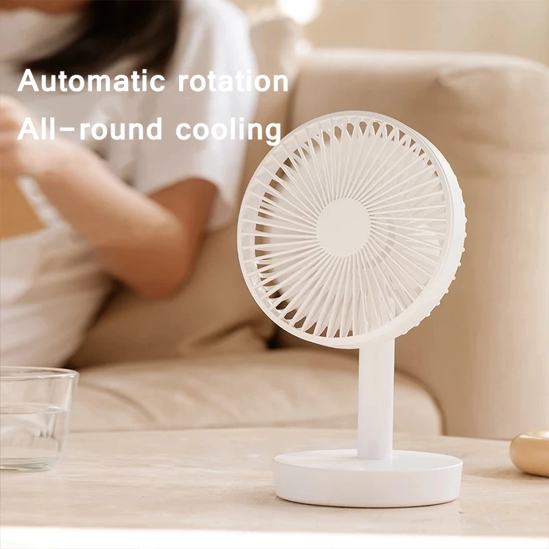 Desktop Rechargeable Fan Small Portable Air Conditioning Appliances Auto Rotation Fan Cooler 3-speed Wind Silent for Home Office