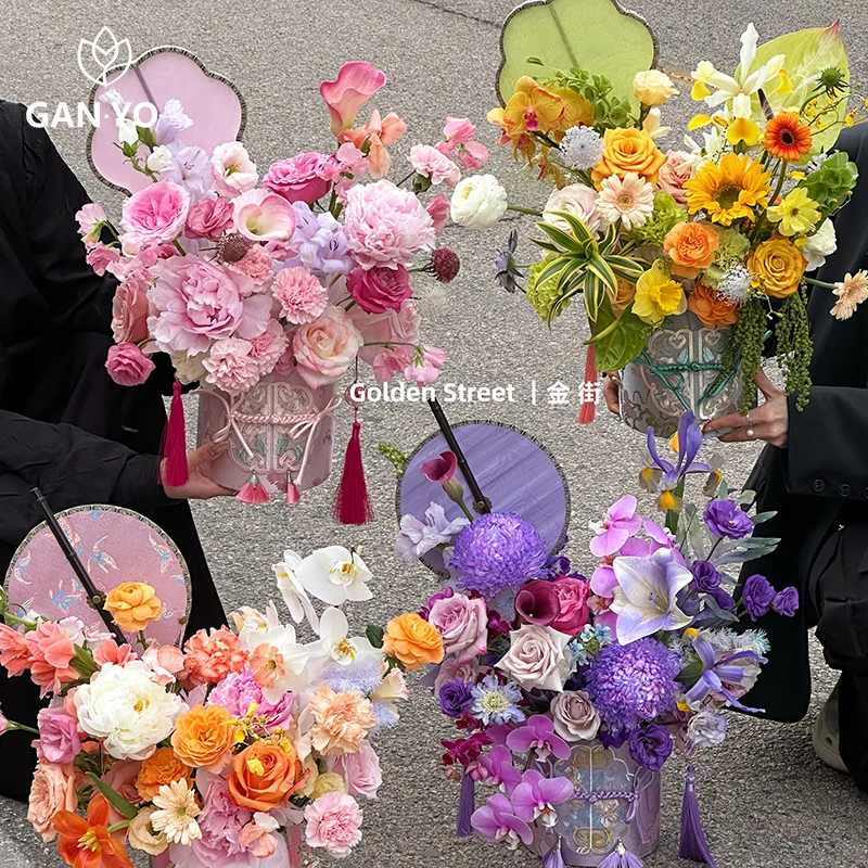 

[2025 Mother's Day] Harbor And Original Hug Bucket Chinese Round Bucket Flower Arrangement Bucket Floral DIY Flower Box