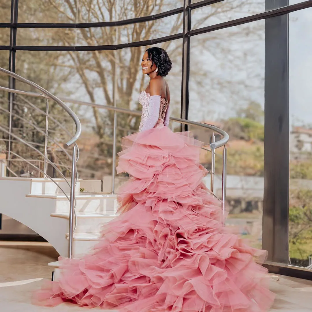 

Bridal Tulle Ruffle Skirt with Layered Design for Special Occasions High Quality Polyester Fabric Puffy Skirt for Wedding Party