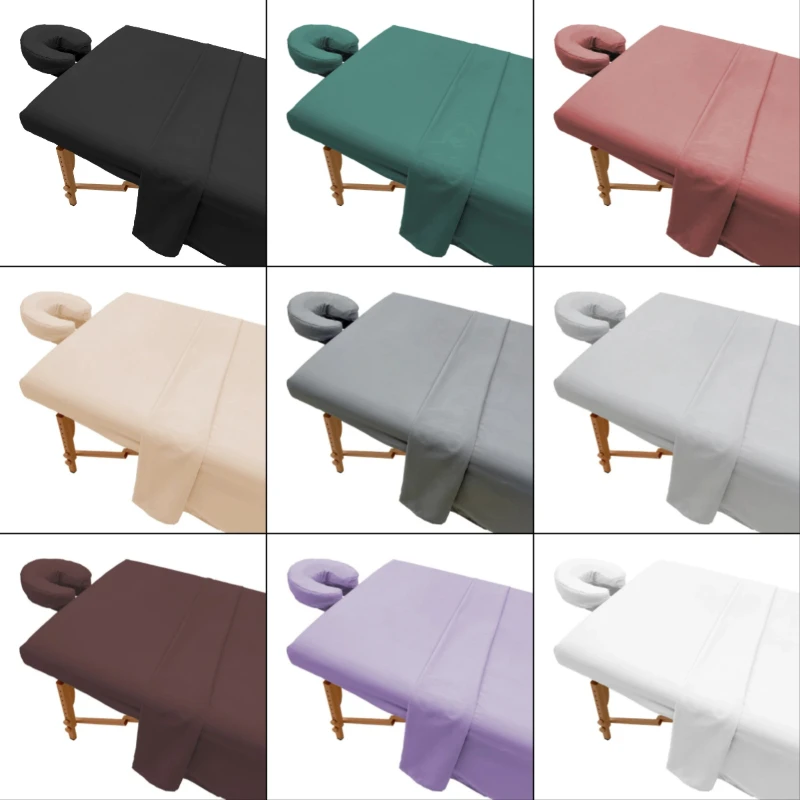 1Set Unscented Microfiber Massage Table Sheet Set Premium Salon SPA Bed Cover Flat Fitted Sheet Kit With Face Cradle Cover