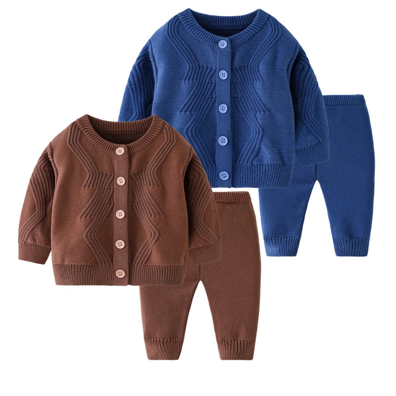 2Piece Fall Newborn Girls Clothes Toddler Boy Outfits Korean Casual Fashion Knit Baby Sweater Tops+Pants Kids Clothing Set BC172