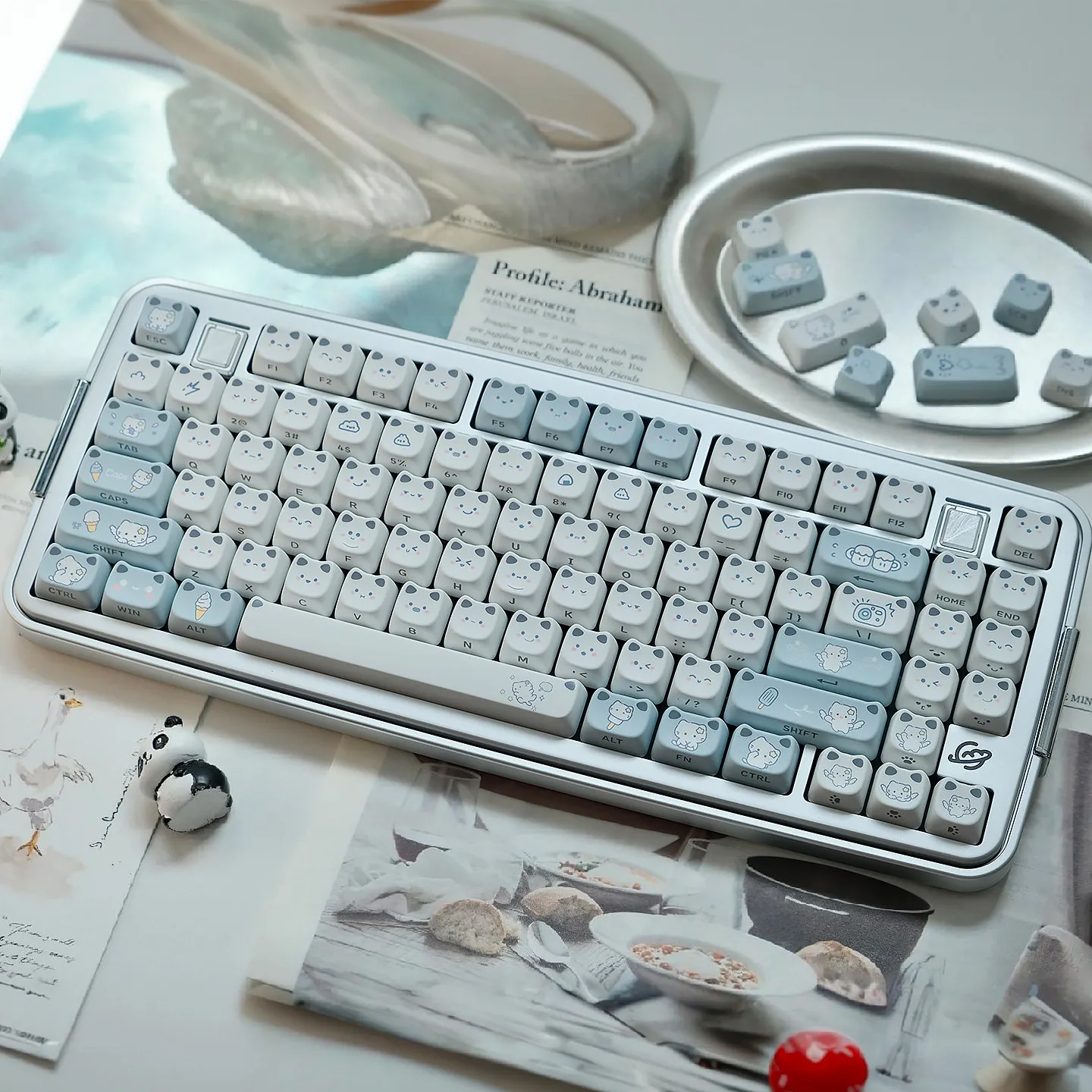 URE Cat Paradise Keycaps PBT MAO Profile Keycap Side Print Shine Through Keycap For MX Mechanical Keyboard 64 78 84 87 96 98 104