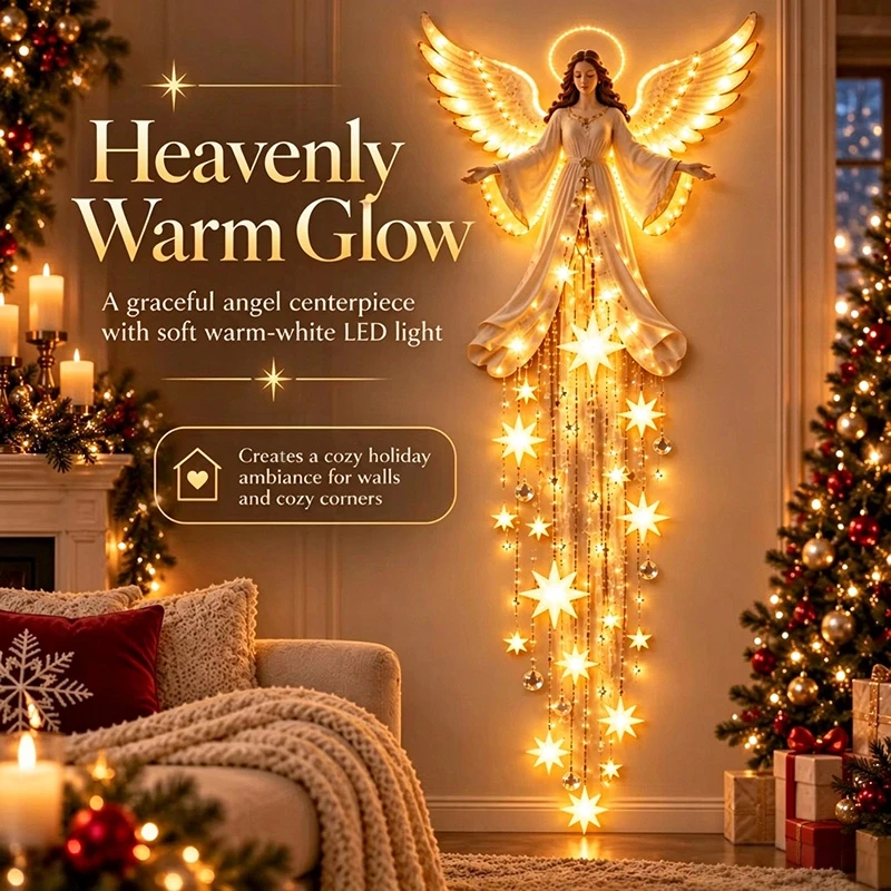 Angel Blessing Starfall Wall Light Starglow Cascading Christmas Decor Warm LED Hanging Glowing Angels Holiday Decoration