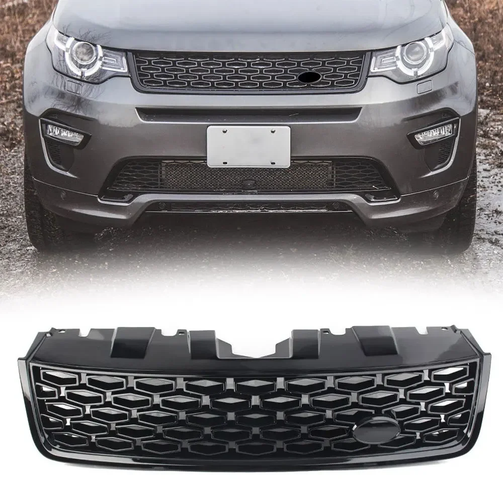 

ApolloGloss Black Car Front Bumper Upper Grille Racing Grill For Discovery Sport L550 2015 2016 2017 2018 DSB W/ Emblem