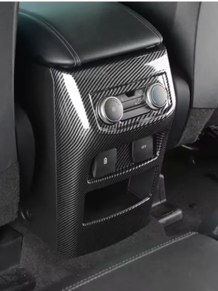 LHD لفورد اكسبلورر 2020- 2022 ABS ألياف الكربون الخلفي تكييف الهواء منفذ تنفيس مقبض USB ركلة لوحة غطاء إطاري الملحقات