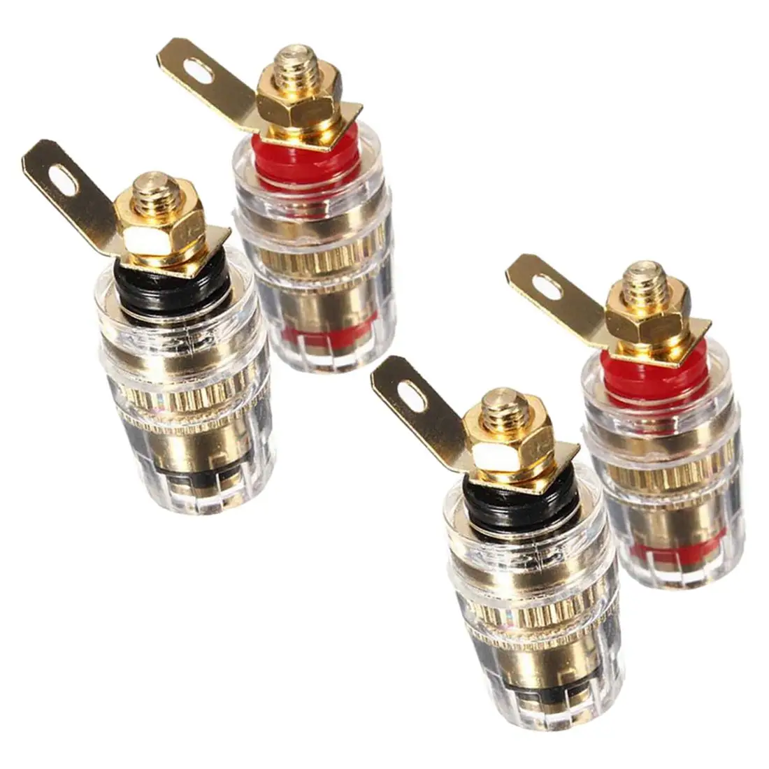 

New 4Pc Amplifier Speaker Terminal Binding Post 4mm Banana Plug Jack