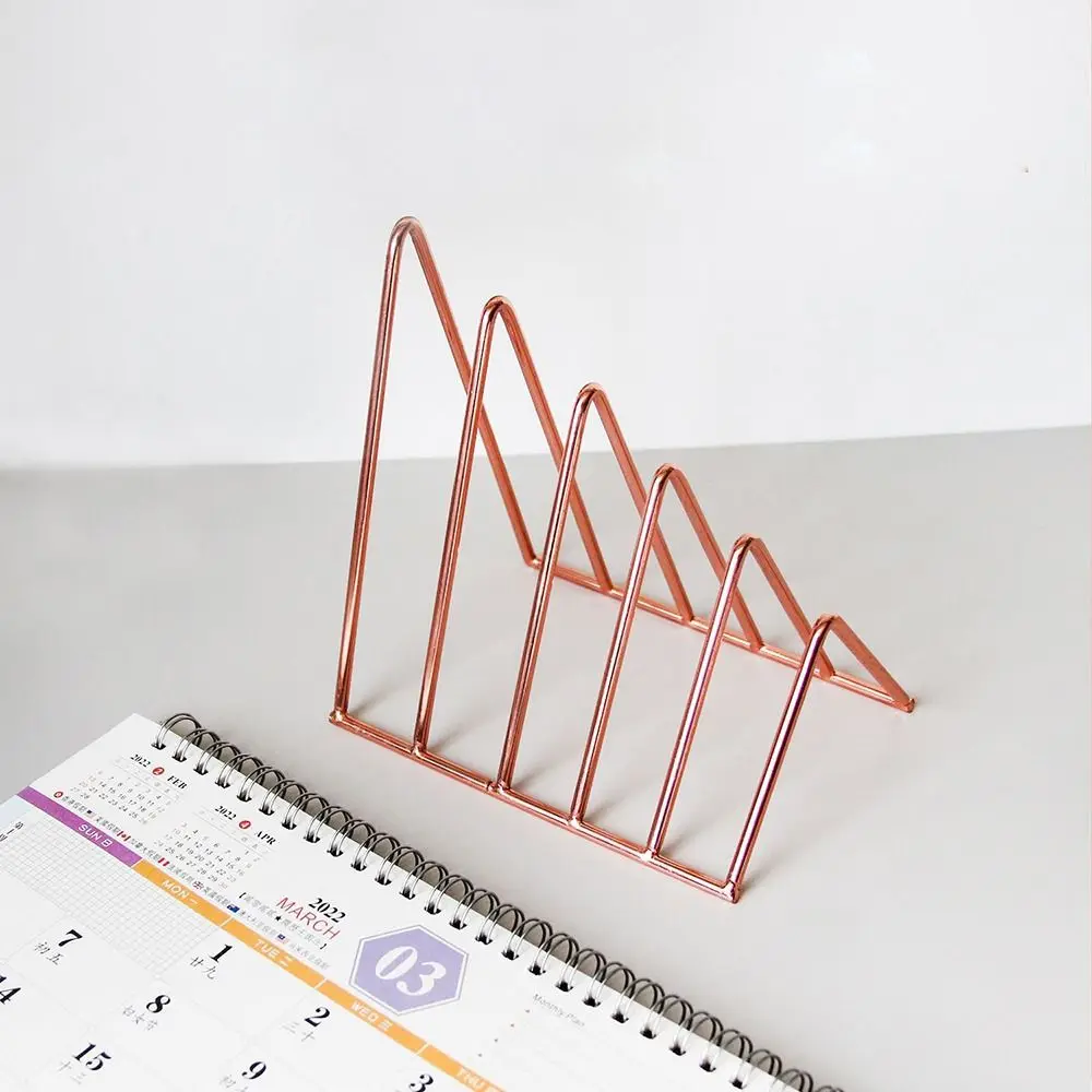 

New Desk Storage Bookshelf Desktop Organizer Student Stationary Book Holder Triangle Bookend Iron Book Stand Record Rack