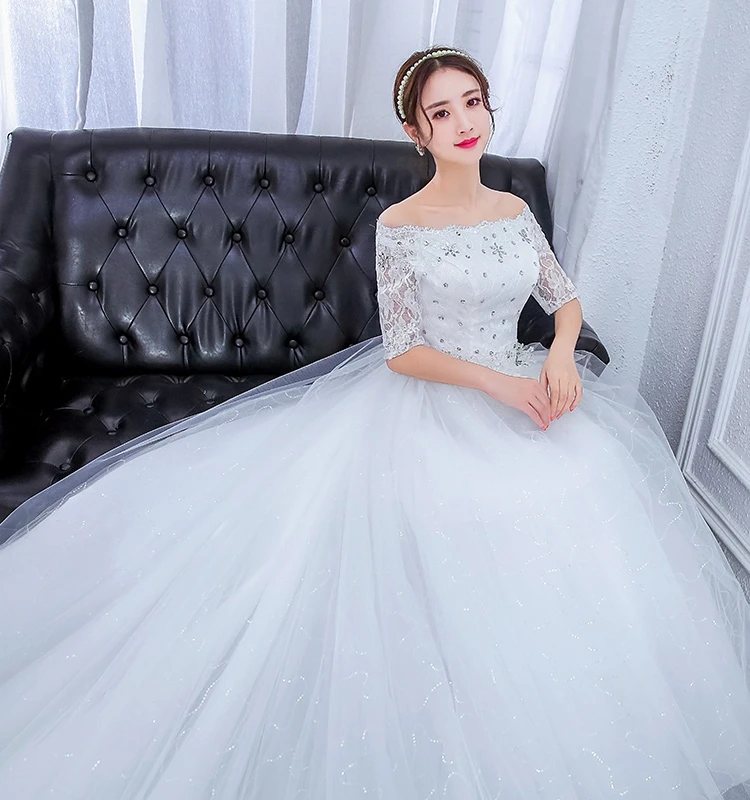 2023 신상 화이트 레이스 민소매 웨딩드레스, 롱 트레인, 원숄더 스타일, 플러스 사이즈 여성용, 호텔 실내 웨딩드레스