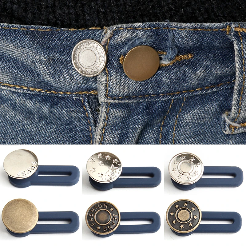 5pcs Magic Metal Button Extender For Pants Jeans Free Sewing Adjustable Retractable Button Waist Extenders Waistband Expander