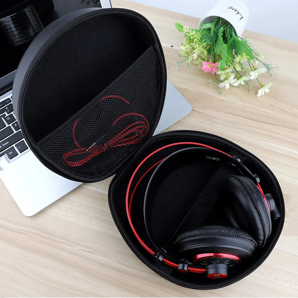 

Компактный чехол для наушников из ПУ с молнией, портативная легкая сумка для хранения гарнитуры для ежедневных поездок и защиты