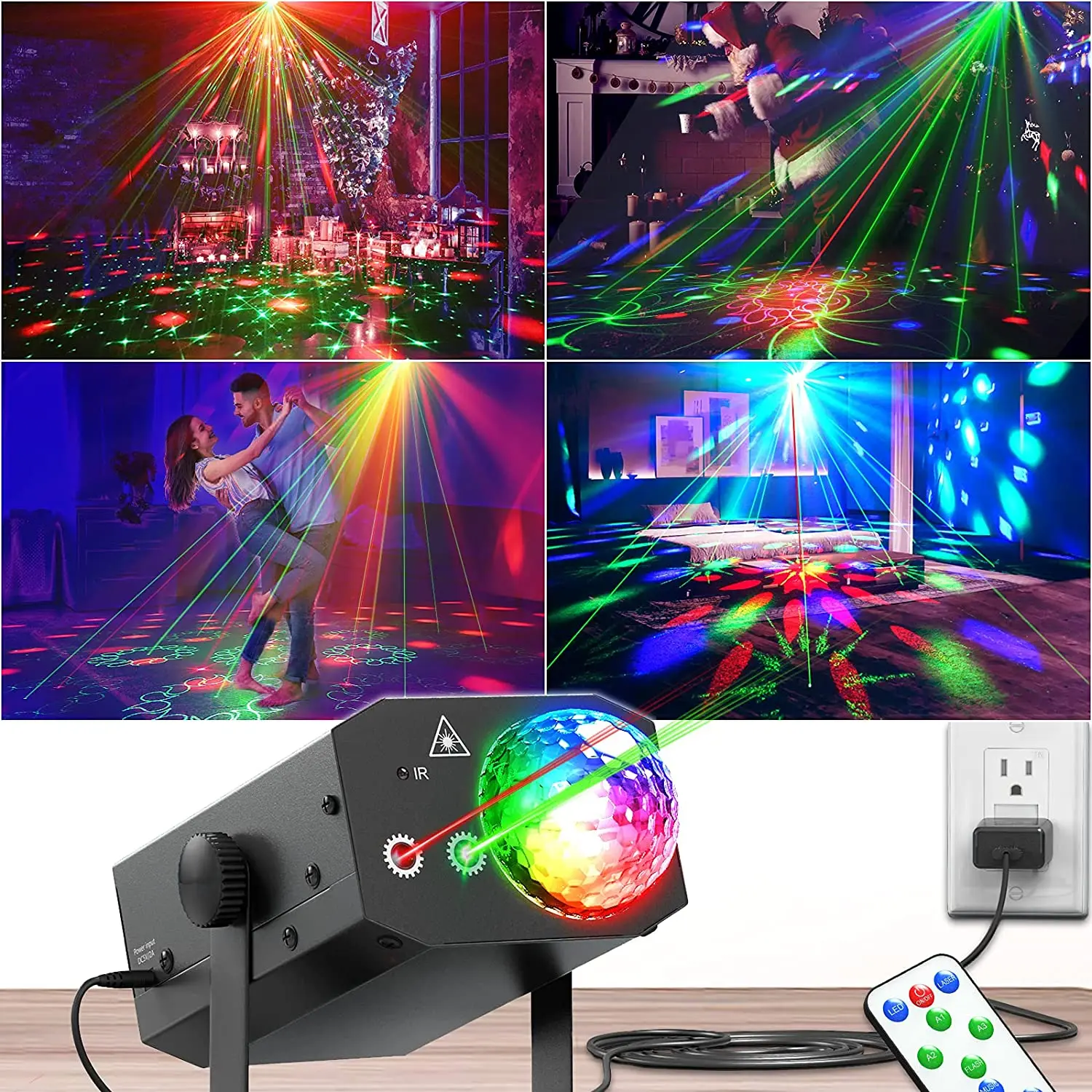 

RGB LED Disco Light Magic Ball Party Sound Lights Laser Projector for DJ Bar Club Karaoke 128 Patterns Stage Strobe Lighting