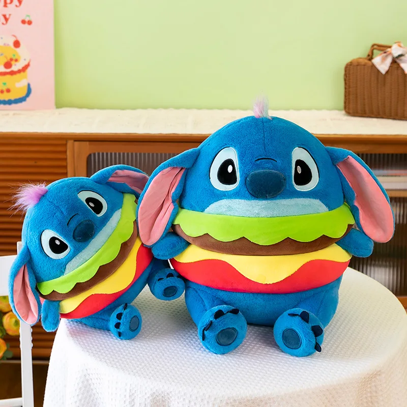 

New 50cm Kawaii Disney Cartoon Stitch Plush Doll Burger Stitch Doll Creative Plush Toy Decoration Pillow Kids Brithsay Gifts