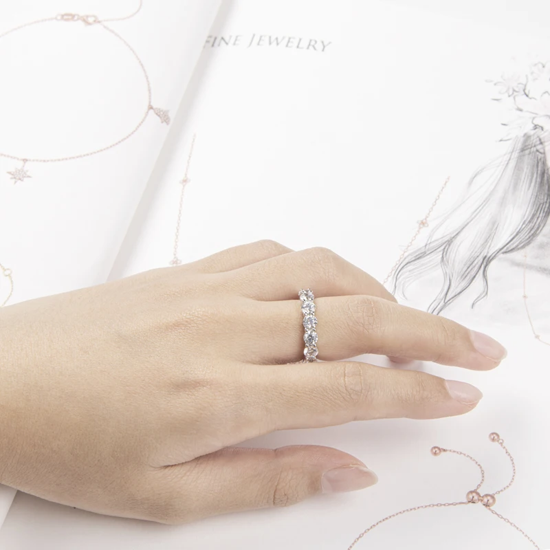 Rrjzz 4MM Voll-Moissanit Ehering für Frauen D-Farbe Laborgezüchteter Diamant Verlobungsring GRA Schmuck Geschenke – Detail 6