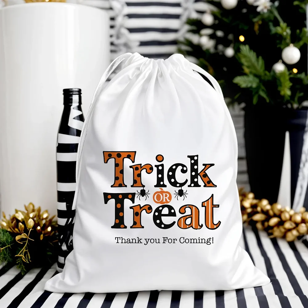 

5Pcs Trick or Treat Halloween Party Favor Bags Spooky Season Pumpkin Spider Element Children's Candy Bag Fall Holiday Accessory