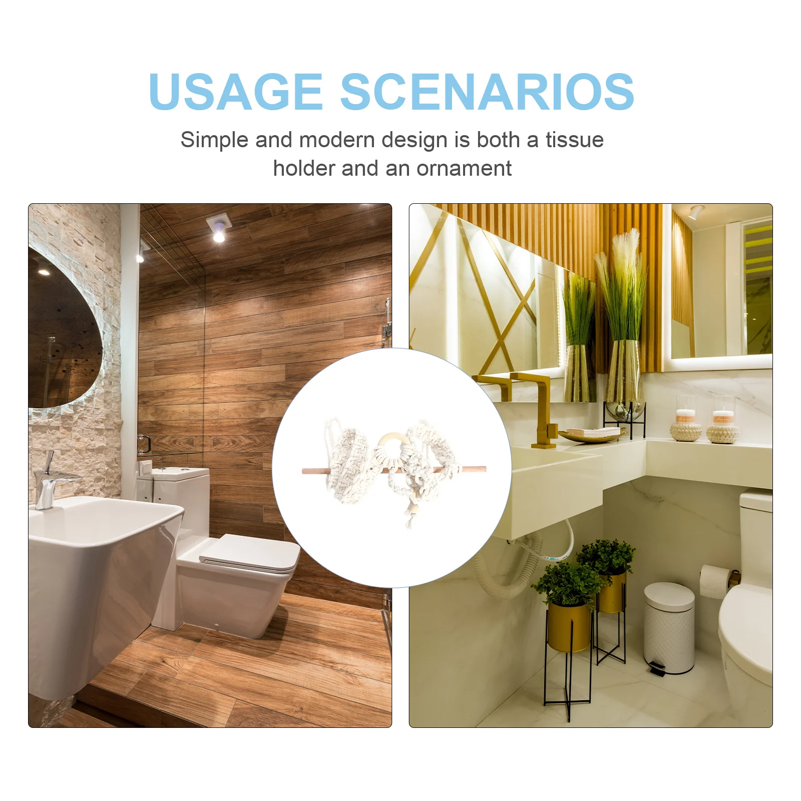 

1Pcs Bohemia Style Cotton Rope Wall-Mounted Roll Paper Rack Home Bathroom Decor Wall-Mounted Paper Rack Wall Ornament