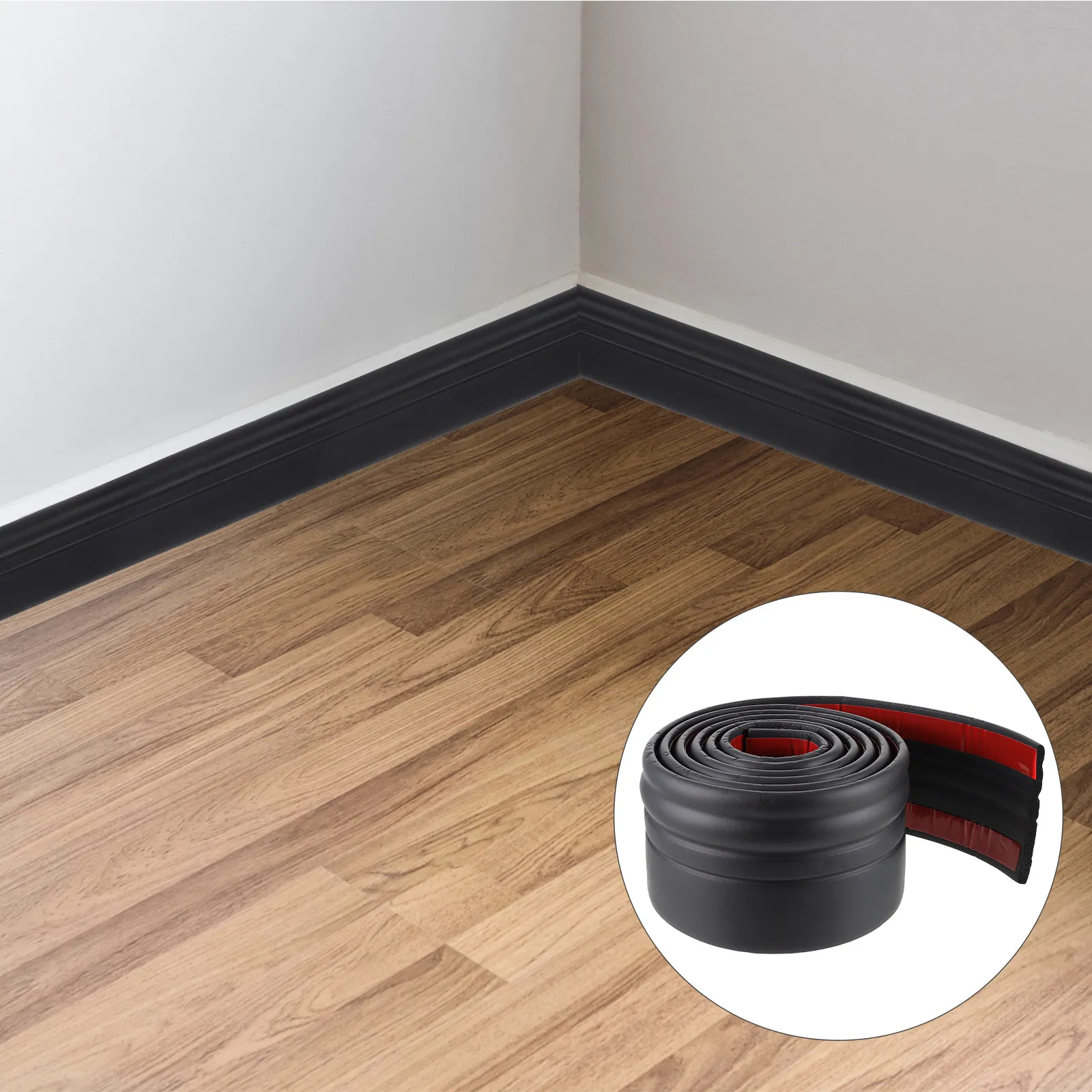 

1 Roll Self Adhesive Baseboard Floor Molding 2 Meters Easy to Apply Waterproof Dustproof Wall Seam