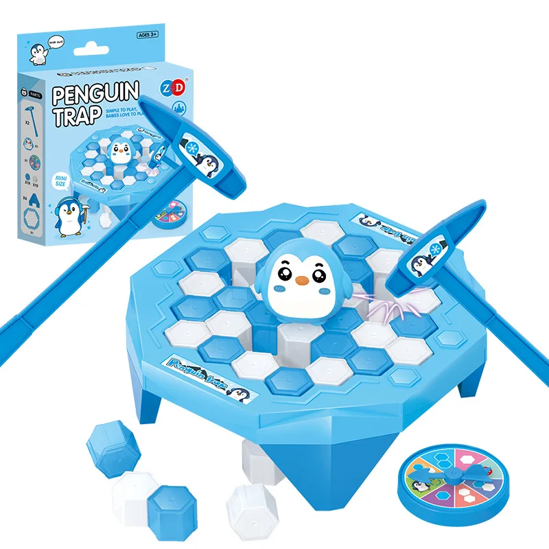 Mini Ice Breaking Penguin Frog Trap Toys Parent Child Save Penguin Knocking Ice Game Interactive Party Desktop Toy Birthday Gift